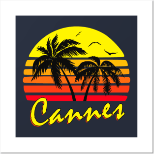 Cannes Retro Sunset Posters and Art